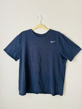 The Nike Tee Dri Fit Mens XL Athletic Cut Heather Navy Crewneck Short Sleeve SP1
